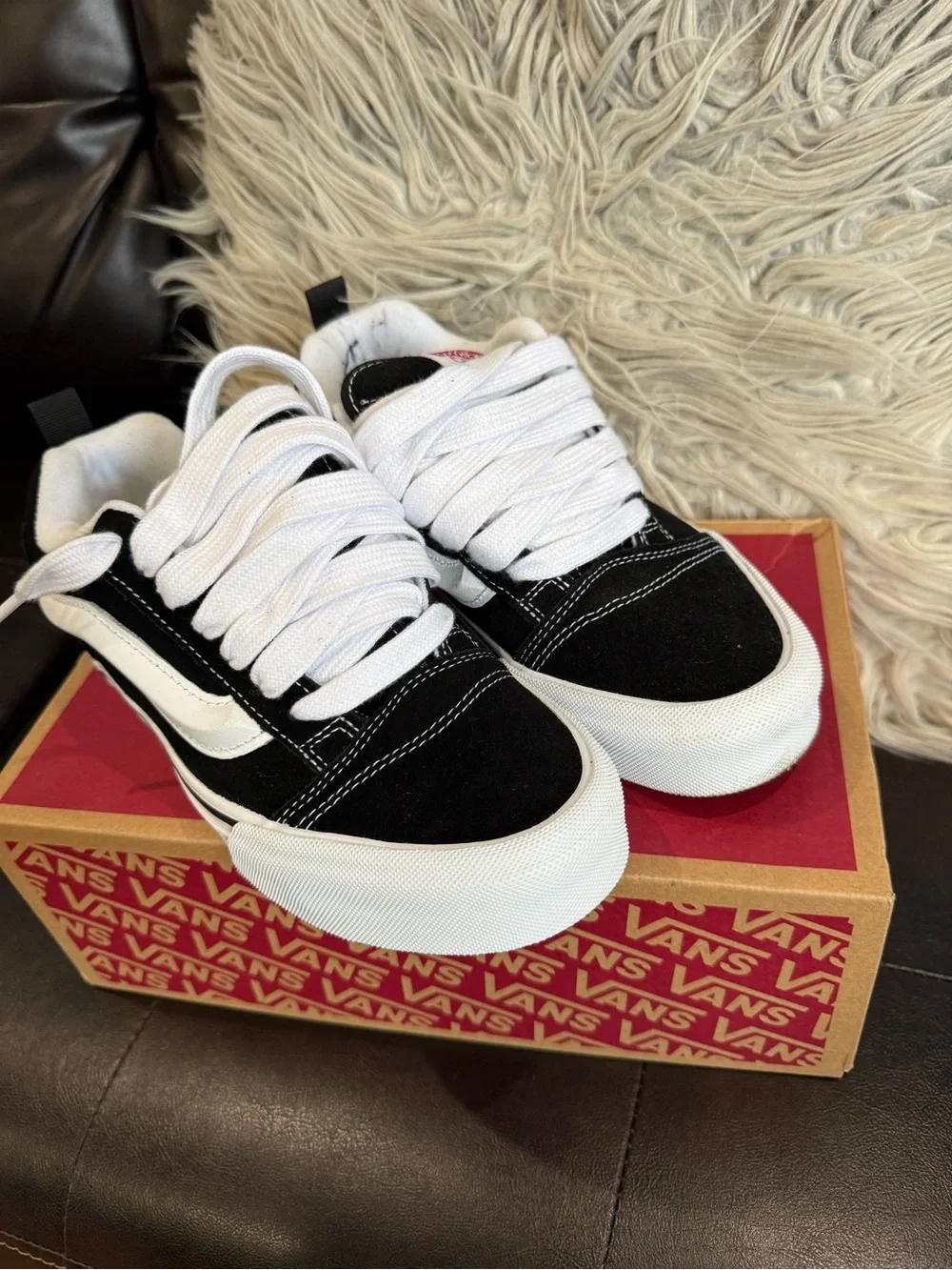 Vans Kids Black and White Low-Top Skate Sneakers